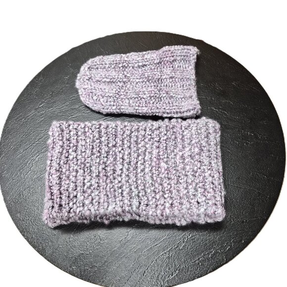 Handmade Wool Hat & Scarf Set – Gray Hues – Soft Chunky Warm Hygge Slow Fashion - Picture 3 of 5